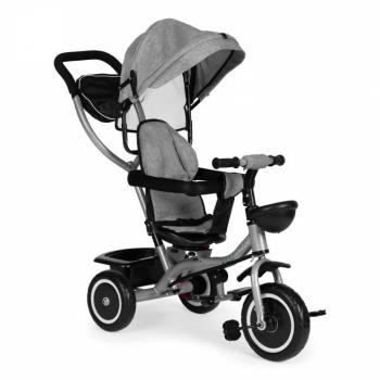Tricicleta 2 in 1 pentru copii, scaun rotativ 360°, roti din spuma eva, ecotoys wql-066-52 - gri