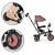 Tricicleta 3 in 1 pentru copii, scaun rotativ 360°, roti din spuma eva, ecotoys wql-066-51 - bej