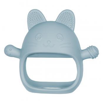 Jucarie pentru dentitie din silicon, appekids, manusa kitty - aqua blue