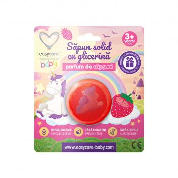 Sapun solid cu glicerina si jucarie pentru copii, parfum capsuni 100g easycare baby