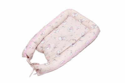 Baby nest ursuletul martinica roz - culcus bebelus pentru dormit, reversibil, multifunctional 100 x 60 cm