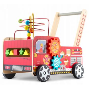 Antemergator din lemn tip masina de pompieri si diverse activitati, 48 x 27.5 x 40.5 cm, ricokids rk-873