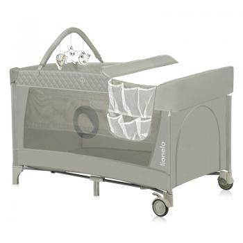 Patut pliant, lionelo, flower, cu doua nivele, cu arcada, geanta transport, masuta de infasat, bara cu jucarii, fereastra laterala, 120x60 cm, conform cu standardele europeane de securitate en 716 si en12221, cappuccino