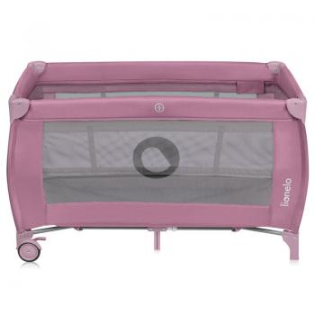 Patut pliant, lionelo, stefi plus, cu doua nivele, cu intrare laterala cu fermoar, 2 roti, 120 x 60 cm, conform cu standardul european de securitate en 716, roz