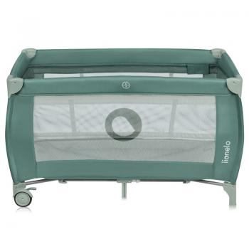 Patut pliant, lionelo, stefi plus, cu doua nivele, cu intrare laterala cu fermoar, 2 roti, 120 x 60 cm, conform cu standardul european de securitate en 716, verde olive