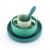 Set 4 piese vesela din silicon pentru mancarea copiilor (farfurie, castron, canuta, lingurita), fara bpa, lavabile in masina de spalat vase, de la 6 luni, verde, reer 25113