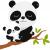 Stickere perete copii Panda cu pui - 85 x 73 cm
