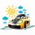 Stickere perete copii Cars galben - 127 x 90 cm