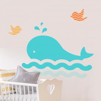 Stickere perete copii Cute Whale - 100 x 37 cm