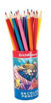 Set 24 creioane colorate hexagonale in tub
