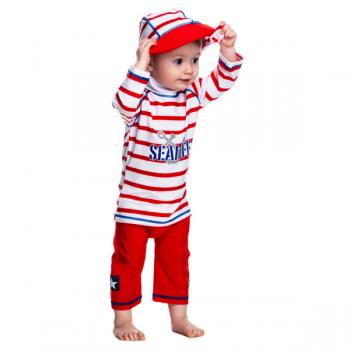 Costum De Baie Sealife Red Marime 74- 80 Protectie Uv Swimpy