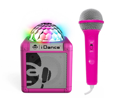 BOXA BLUETOOTH CU LUMINI DISCO SI MICROFON CUBE iDANCE ROZ