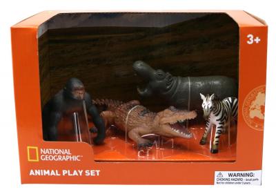 Set 4 figurine - Gorila, Crocodil, Pui Zebra si Hipopotam