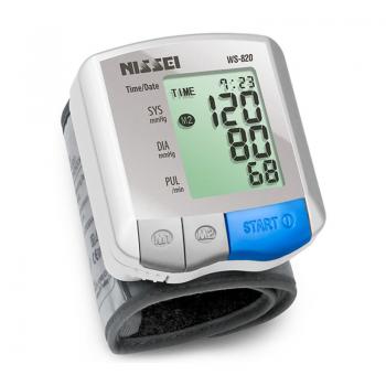 Tensiometru electronic de incheietura Nissei WS-820, afisaj LCD,  memorare 2 x 60 de valori, alb/gri