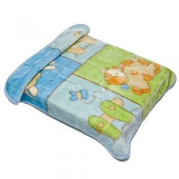 BoboBaby paturica plus in cutie 80x110 cm - Ferma blue