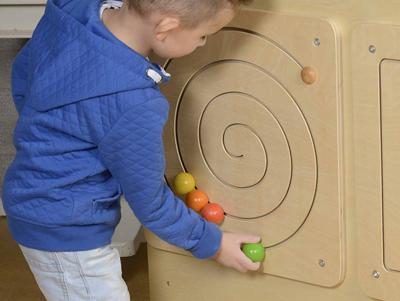 Panou educativ Labirint spirala, din lemn, +2 ani, Masterkidz