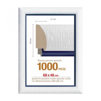 Rama puzzle 1000 p - alb striat-bleumarin - grosime 8.9 h 2.7- 68 x 48 cm