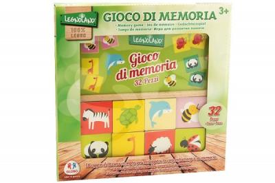 Joc educational din lemn 32 piese Globo Legnoland pentru copii asociere tip memo imagini animale