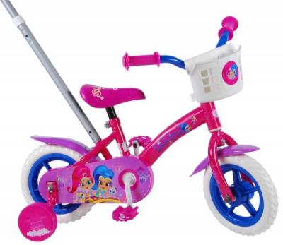 Bicicleta fete Volare Shimmer and Shine 10 inch cu roti ajutatoare si maner parental partial montata