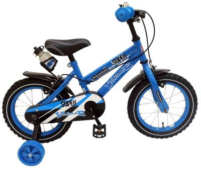 Bicicleta Volare Super Blue pentru baieti 14 inch cu roti ajutatoare partial montata
