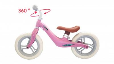 Bicicleta fara pedale 12 inch Roz foarte usoara 2kg inaltime reglabila roti EVA cadru magneziu