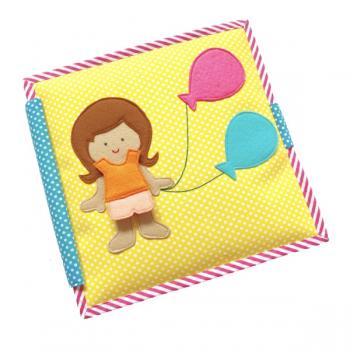 Carti educative din fetru cu activitati pentru bebelusi si copii Balloon Girl - Quiet books - solutia ideala pentru deplasari cu masina sau avionul