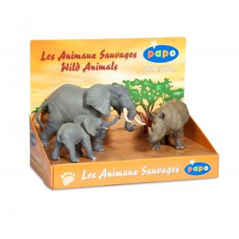 Set figurine Papo Cutie animale salbatice (elefant  elefant pui  rinocer)