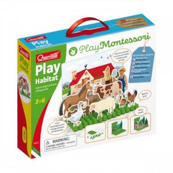 Joc educativ pentru copii Quercetti Play Montessori 0621 Play Habitat Animale domestice la ferma si animale salbatice in padure