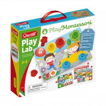 Joc educativ pentru copii Quercetti Play Montessori 0622 Play Lab Planse cu desene suruburi si piulite speciale din plastic