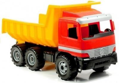 Camion cu basculanta din plastic pentru copii Lena cu licenta Mercedes 63cm cu 3 axe
