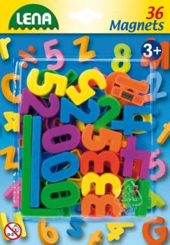 Set cifre si semne matematice magnetice Lena multicolore 36 piese 3 cm lungime
