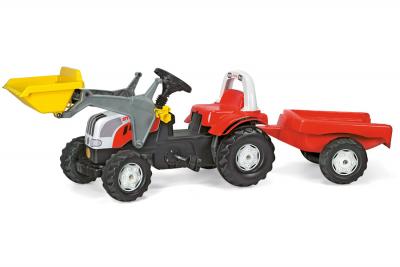 Tractor Cu Pedale Si Remorca Rolly Toys 023936 Alb Rosu