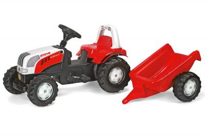 Tractor Cu Pedale Si Remorca Rolly Toys 012510 Alb Rosu