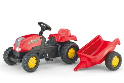 Tractor Cu Pedale Si Remorca Copii Rolly Toys 012121 Rosu
