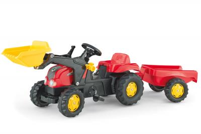 Tractor Cu Pedale Si Remorca Copii Rolly Toys 023127 Rosu