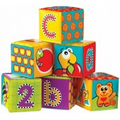 Set 6 cuburi noi pentru baie, playgro, cu litere si cifre, dimesiune 7.5 cm fiecare cub, splash and learn soft blocks for bath