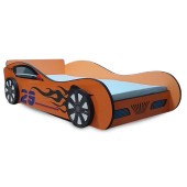 Pat in forma de masina, Orange Car, 160x80 cm