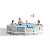 Set piscina cu cadru metal intex, pompa, scara, covor protectie si prelata incluse, 4.57m x 1.07m, ix26724