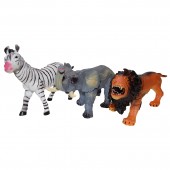 Set 3 figurine din cauciuc animale salbatice, zebra/elefant/leu, 22 - 26 cm