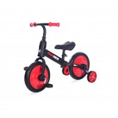 Bicicleta de echilibru 2in1, runner, cu pedale si roti auxiliare, red