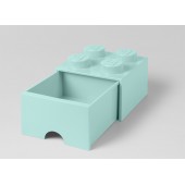 Cutie depozitare lego 2x2 cu sertar, aqua
