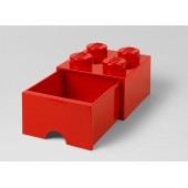 Cutie depozitare lego 2x2 cu sertar, rosu