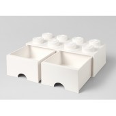 Cutie depozitare lego 2x4 cu sertare, alb