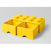 Cutie depozitare lego 2x4 cu sertare, galben