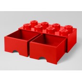 Cutie depozitare lego 2x4 cu sertare, rosu