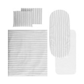 Set lenjerie pentru carucior, cu protectie impermeabila, 6 piese, grey striped