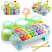 Jucarie educativa cu xilofon, pian, tobe si lumini ricokids rk-751