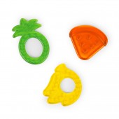Bright Starts - Set 3 Jucarii de Dentitie Texturate Juicy Chews - Pepene, Ananas, Banana