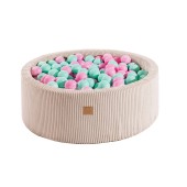 Piscina uscata cu 200 de bile 7cm (mint roz deschis) meowbaby   aesthetic, 90x30 cm, premium velur reiat   corduroy ecru