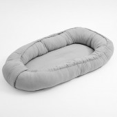 Cosulet bebelus, new baby, pentru dormit, baby nest 80 x 50 cm, din muselina, din materiale certificate oeko tex standard 100, light grey